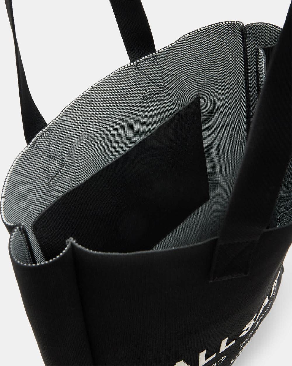 All Saints Izzy Logo Print Knitted Tote Bag Black