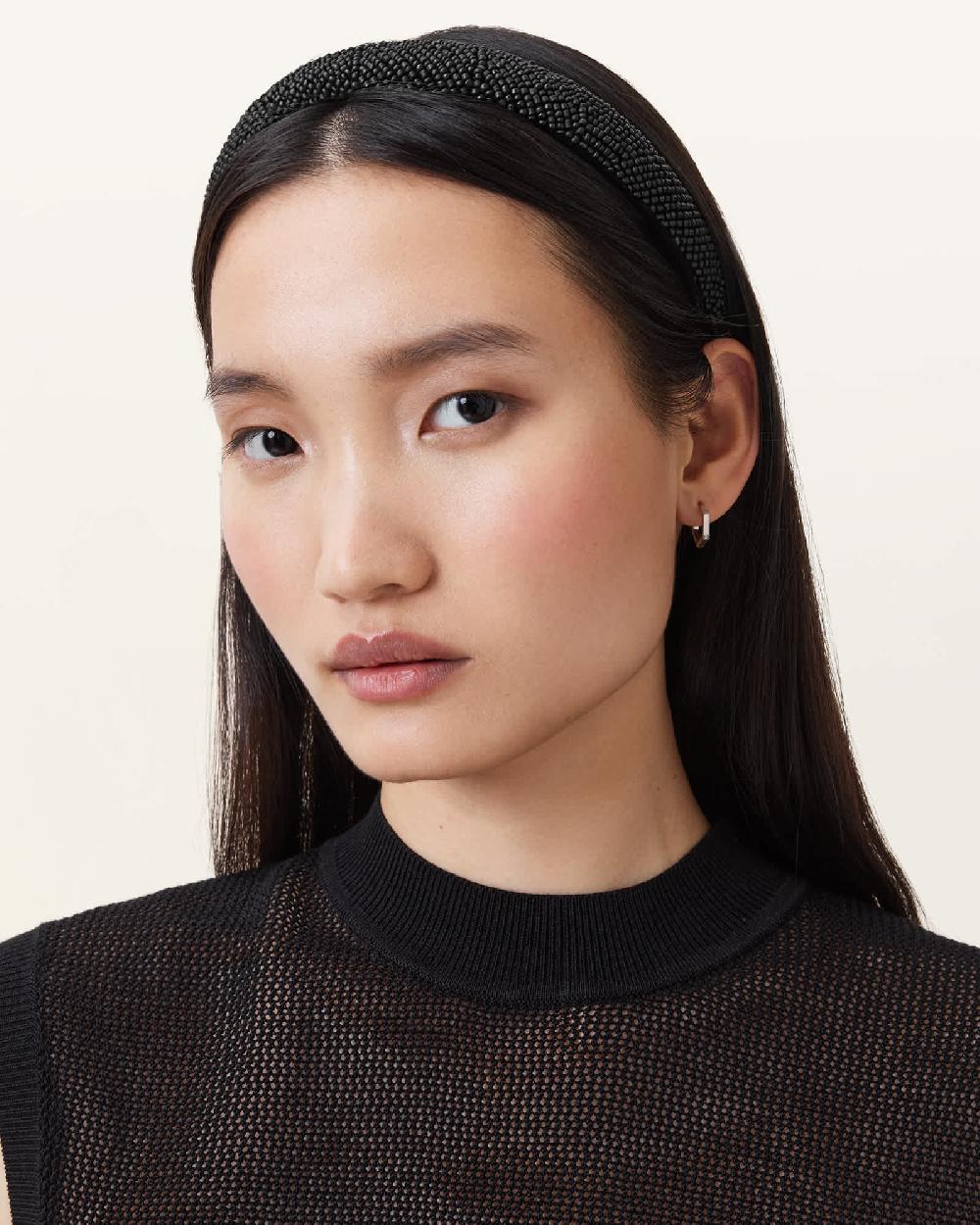 All Saints Jada Beaded Headband Black