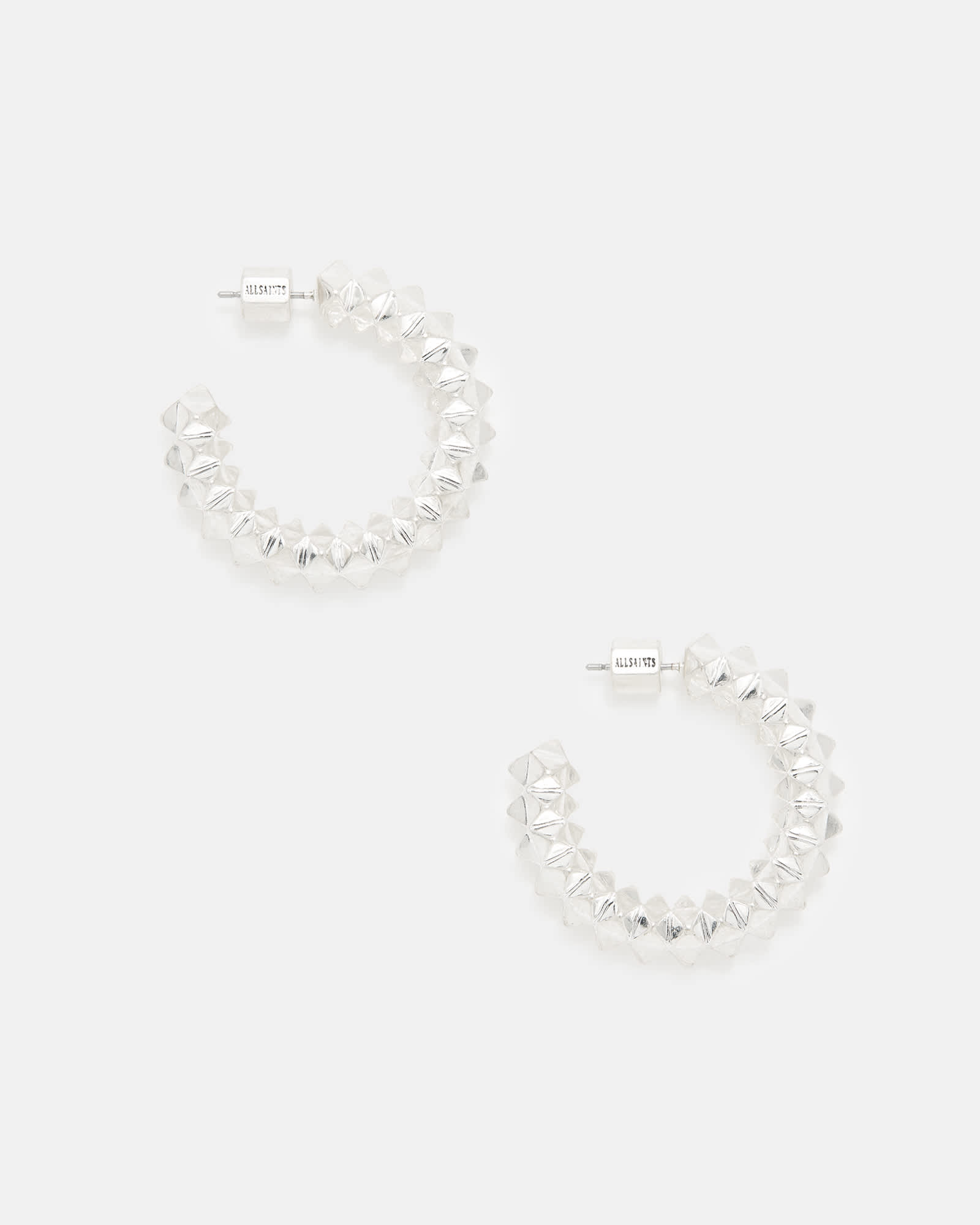 All Saints Jaya Studded Hoop Earrings Warm Silver
