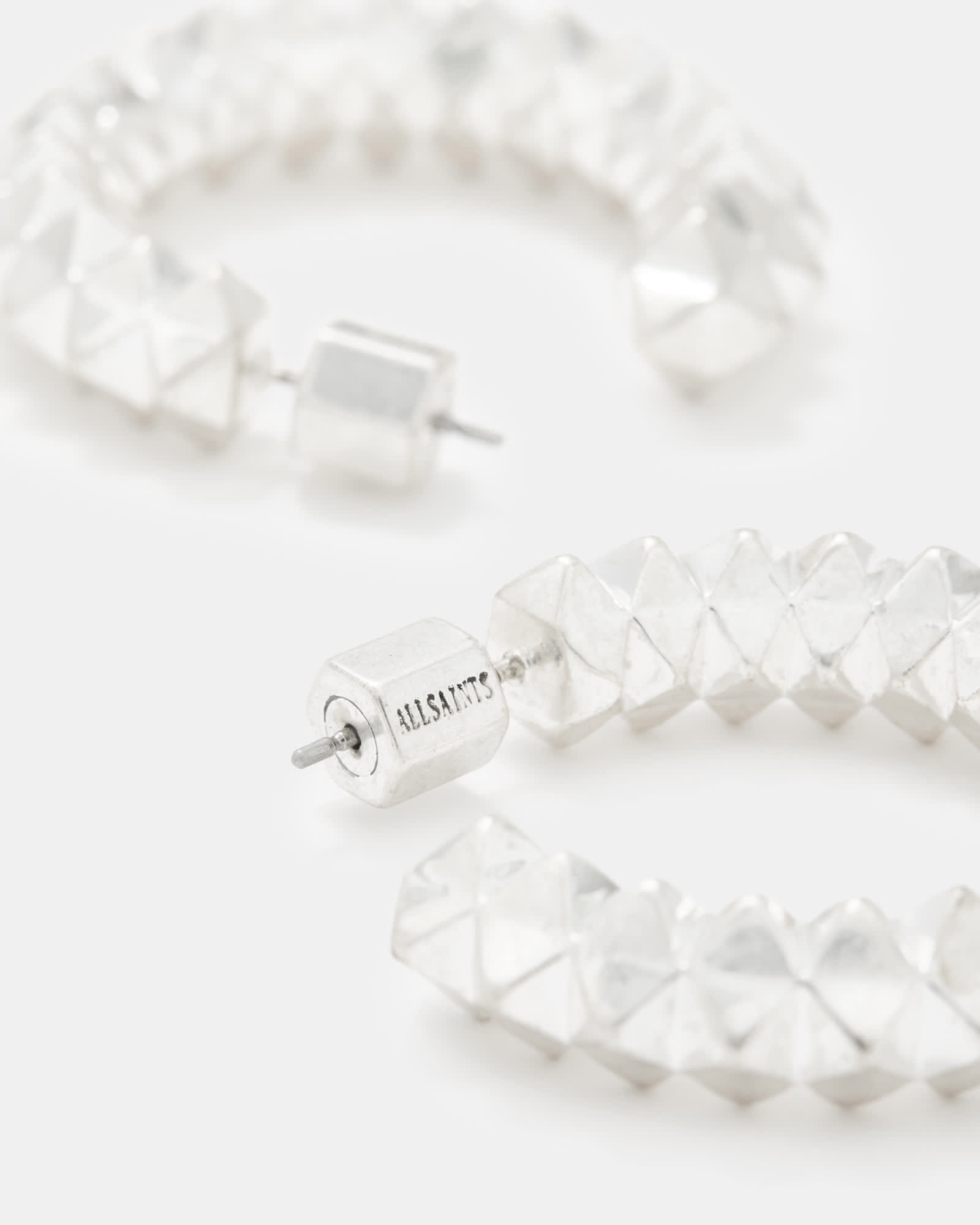 All Saints Jaya Studded Hoop Earrings Warm Silver