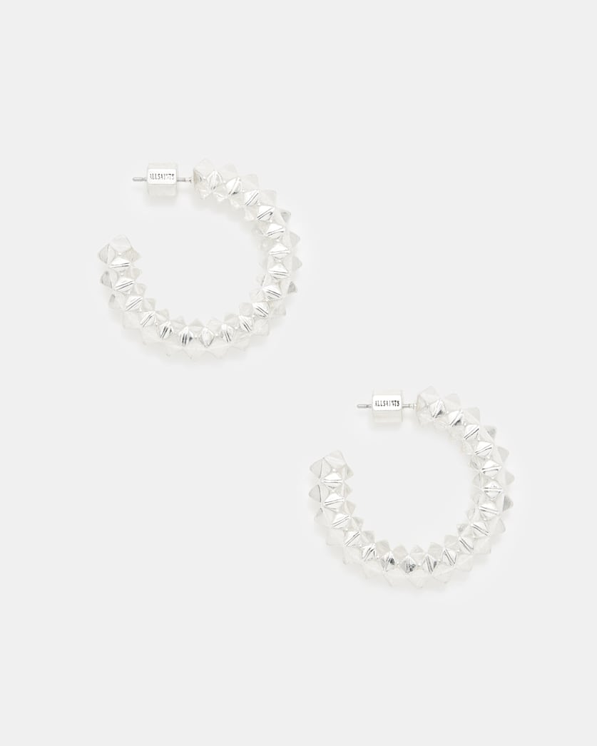 all saints Jaya Studded Hoop Earrings Warm Silver
