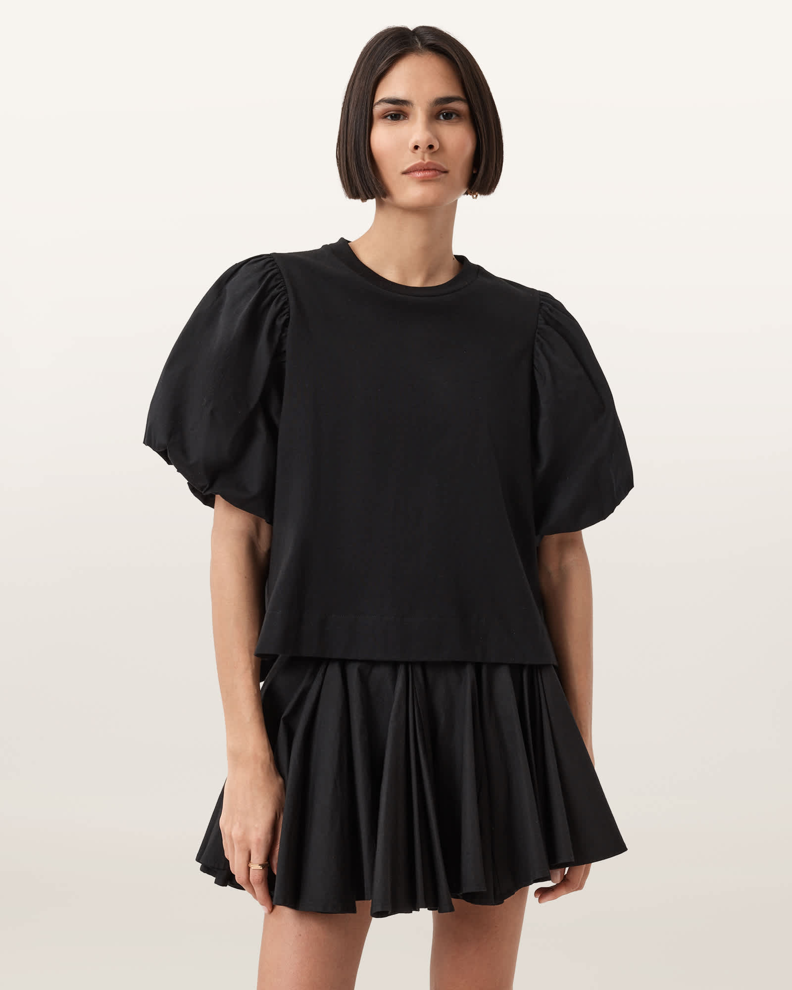 All Saints Jess Relaxed Woven T-Shirt Black