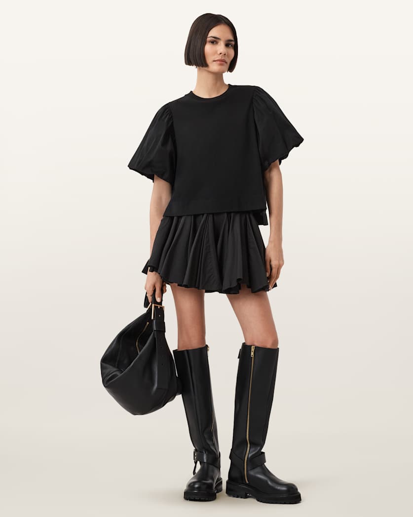 All Saints Jess Relaxed Woven T-Shirt Black