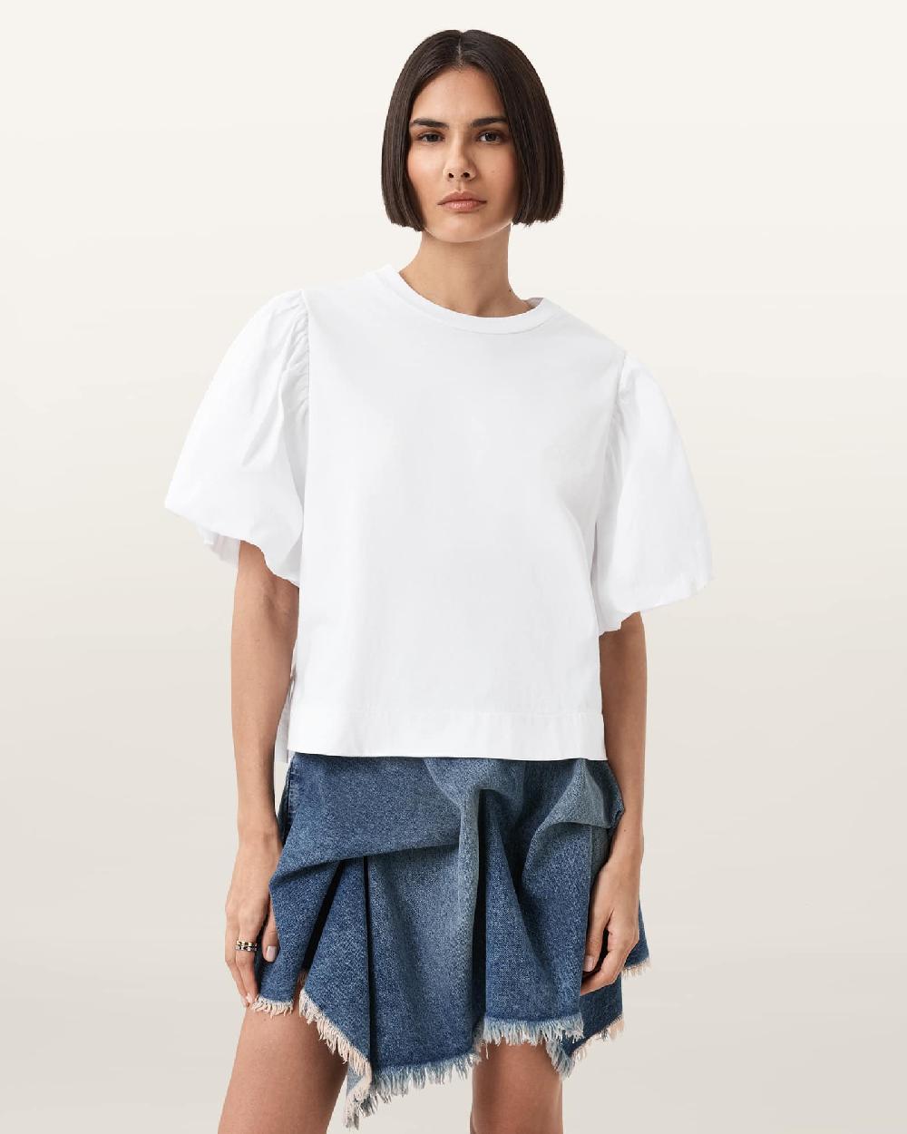 All Saints Jess Relaxed Woven T-Shirt Optic White