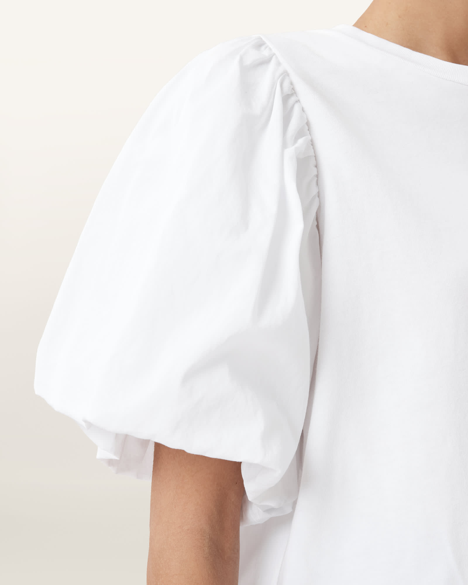 All Saints Jess Relaxed Woven T-Shirt Optic White