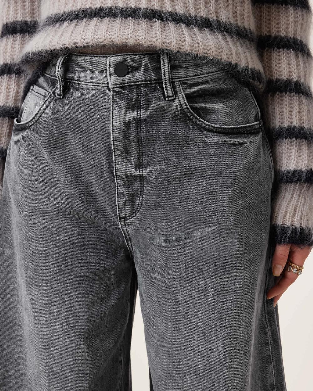 All Saints Jett Barrel Leg Denim Jeans Washed Grey