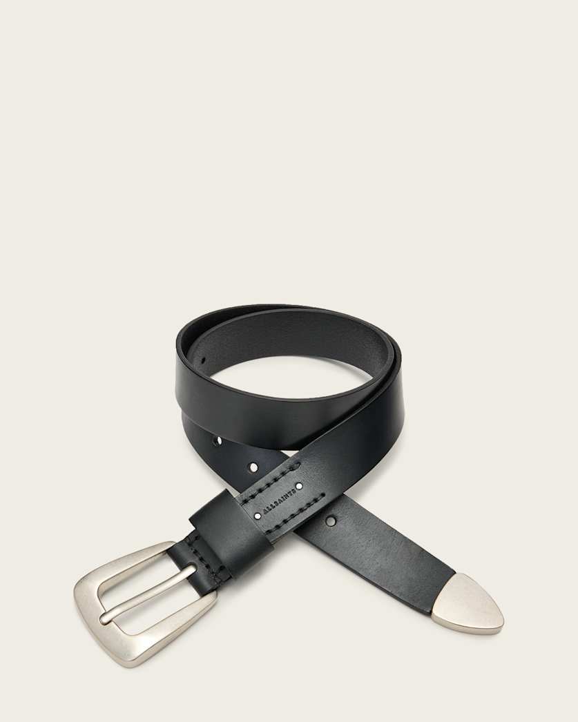 all saints Jianna Leather Belt BLACK/ANTQ NICKEL