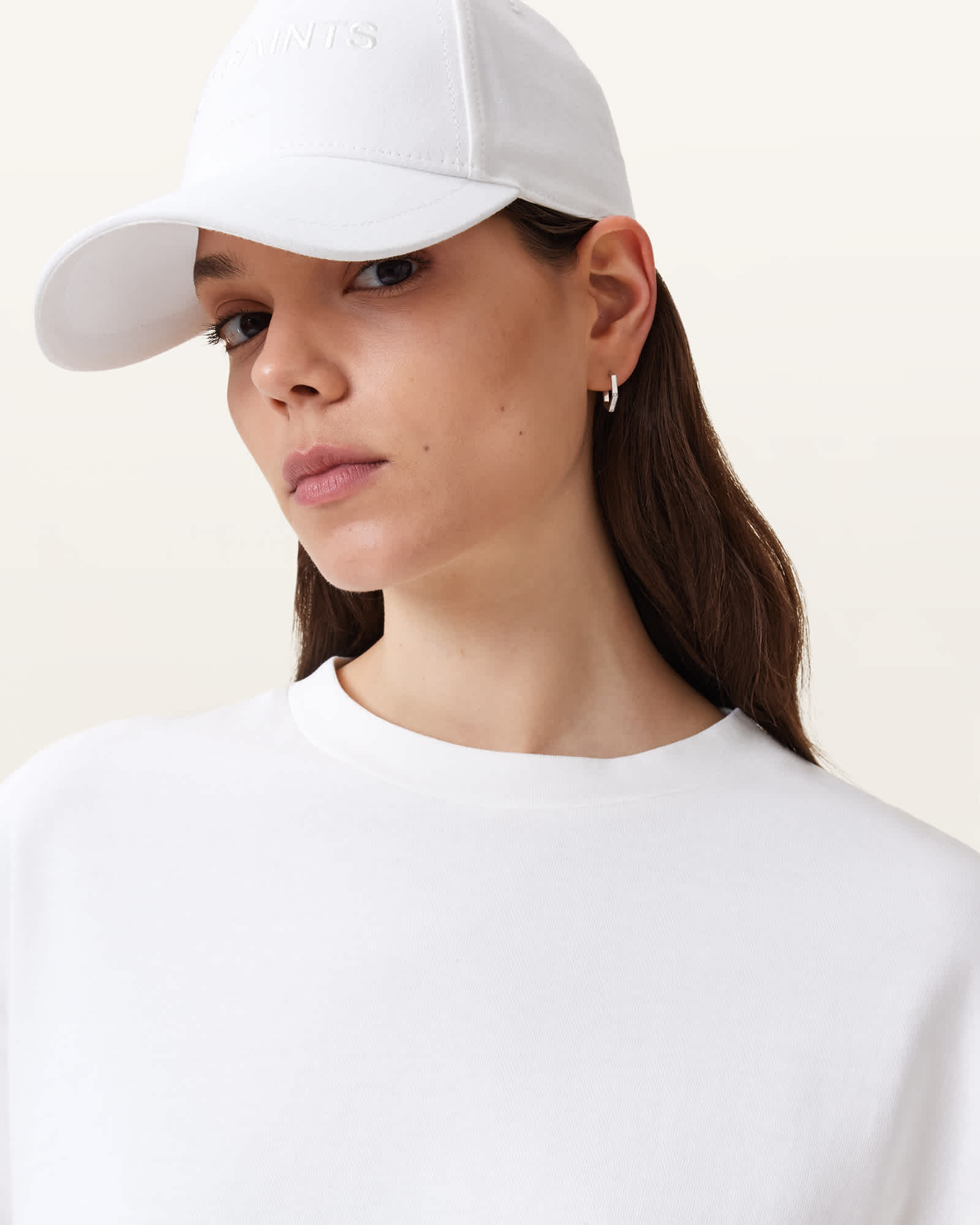 All Saints Jody Logo Baseball Cap Chalk White