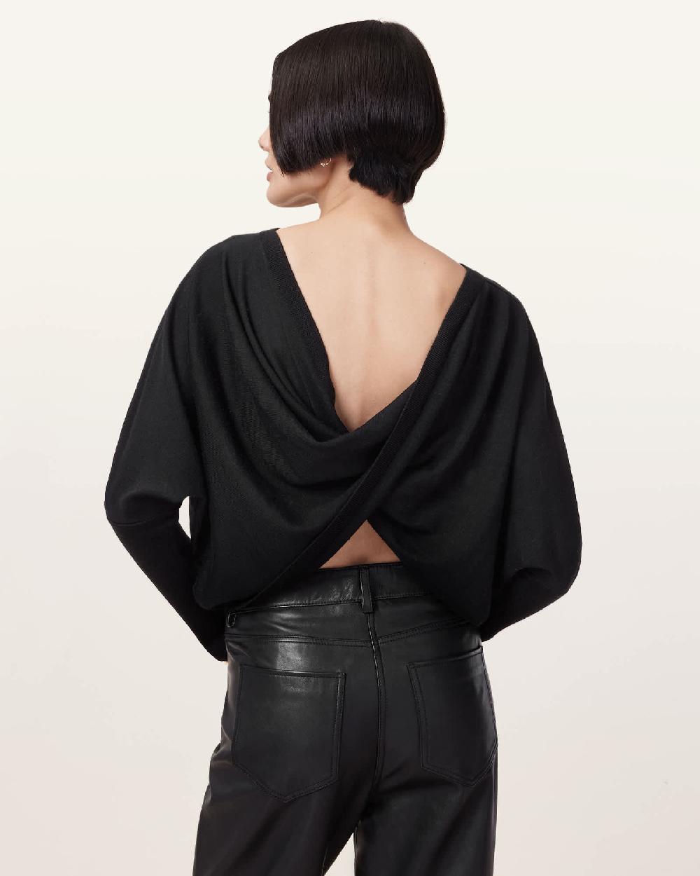 All Saints Julieana Reversible Wrap Sweater Black