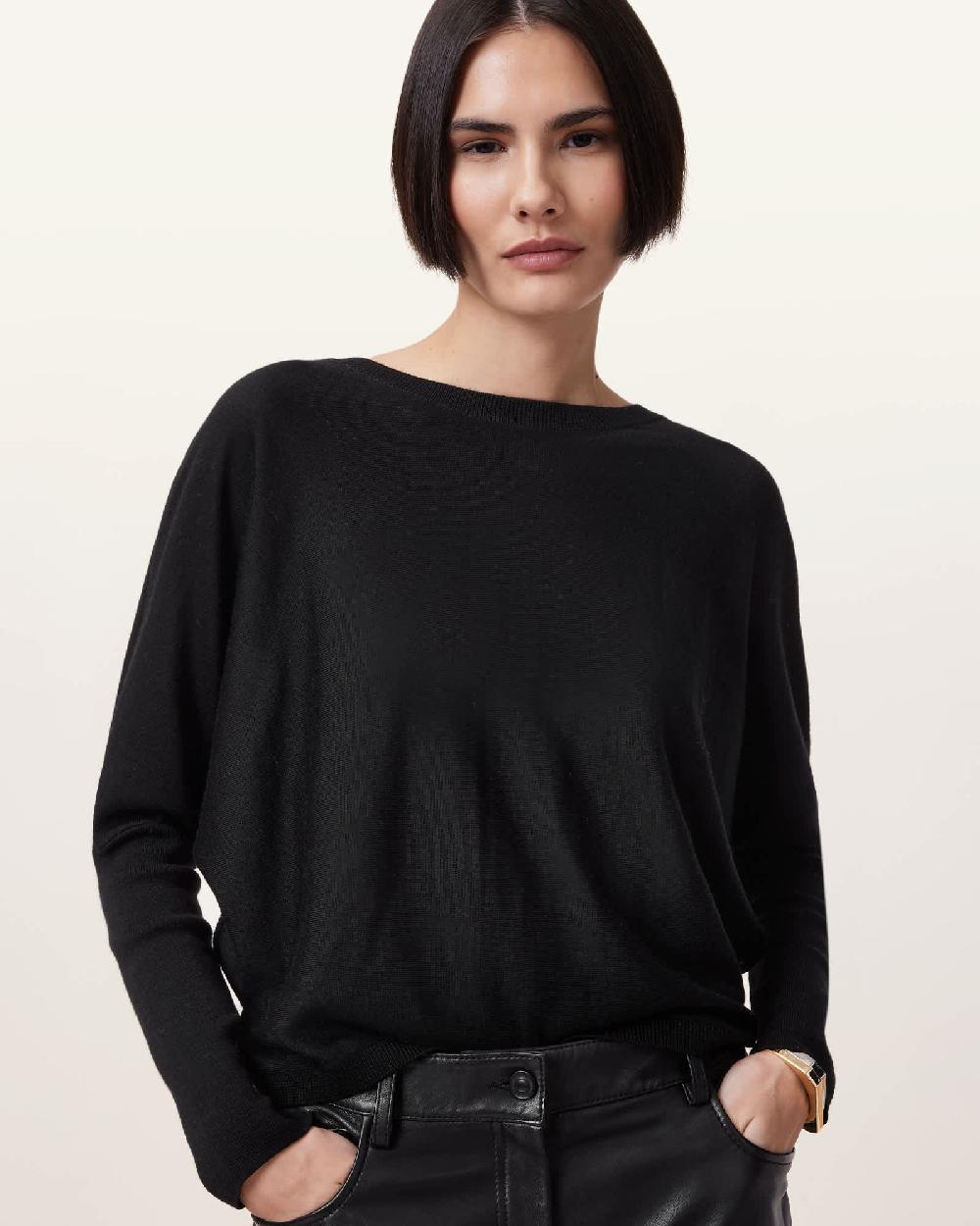 All Saints Julieana Reversible Wrap Sweater Black