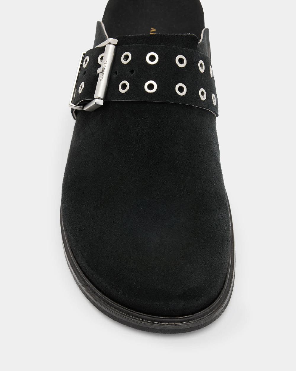 All Saints Juno Leather Eyelet Mule Shoe Black