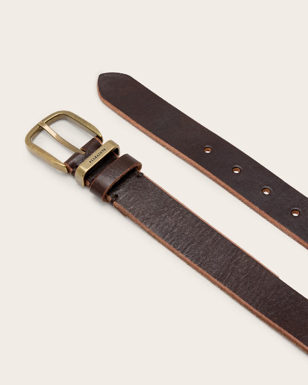 All Saints Kai Leather Belt Bitter Brown