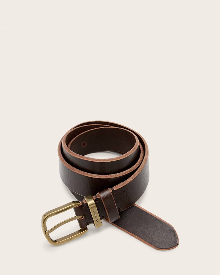 all saints Kai Leather Belt Bitter Brown