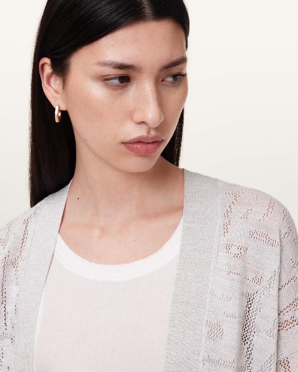 All Saints Kaito Open Knit Cardigan Chalk White