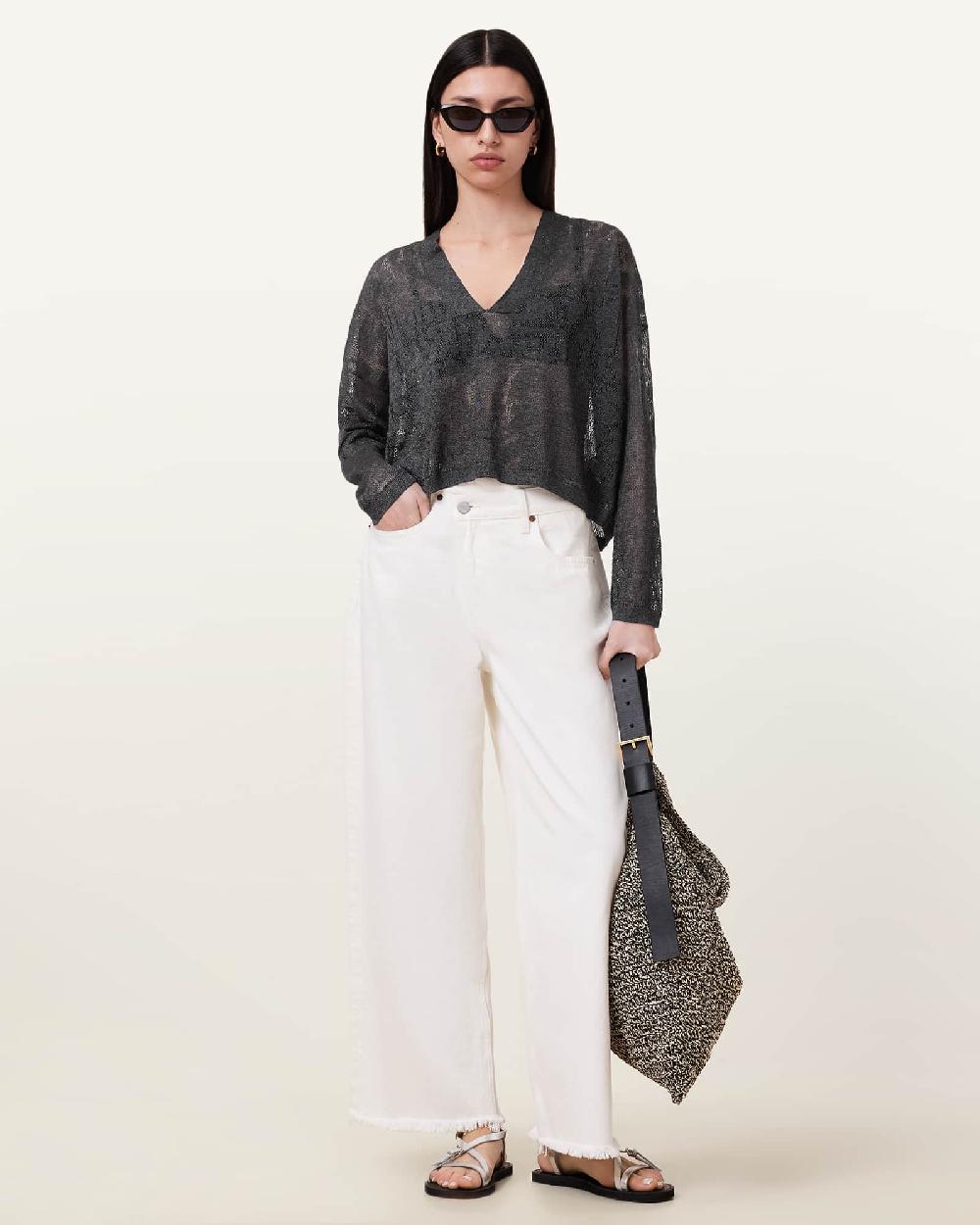 All Saints Kaito V-neck Sweater Carbon Grey