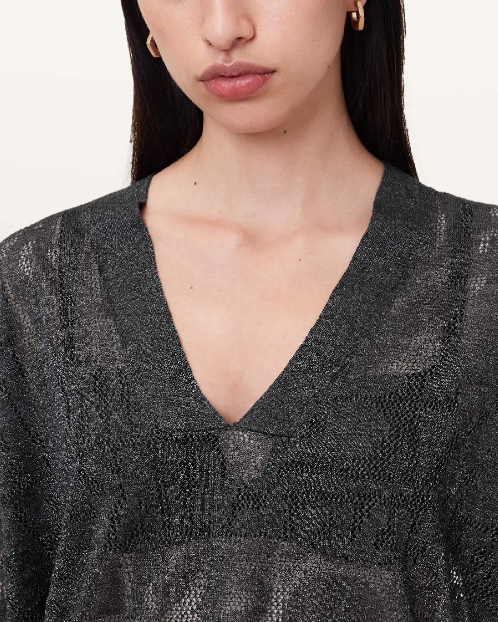 All Saints Kaito V-neck Sweater Carbon Grey