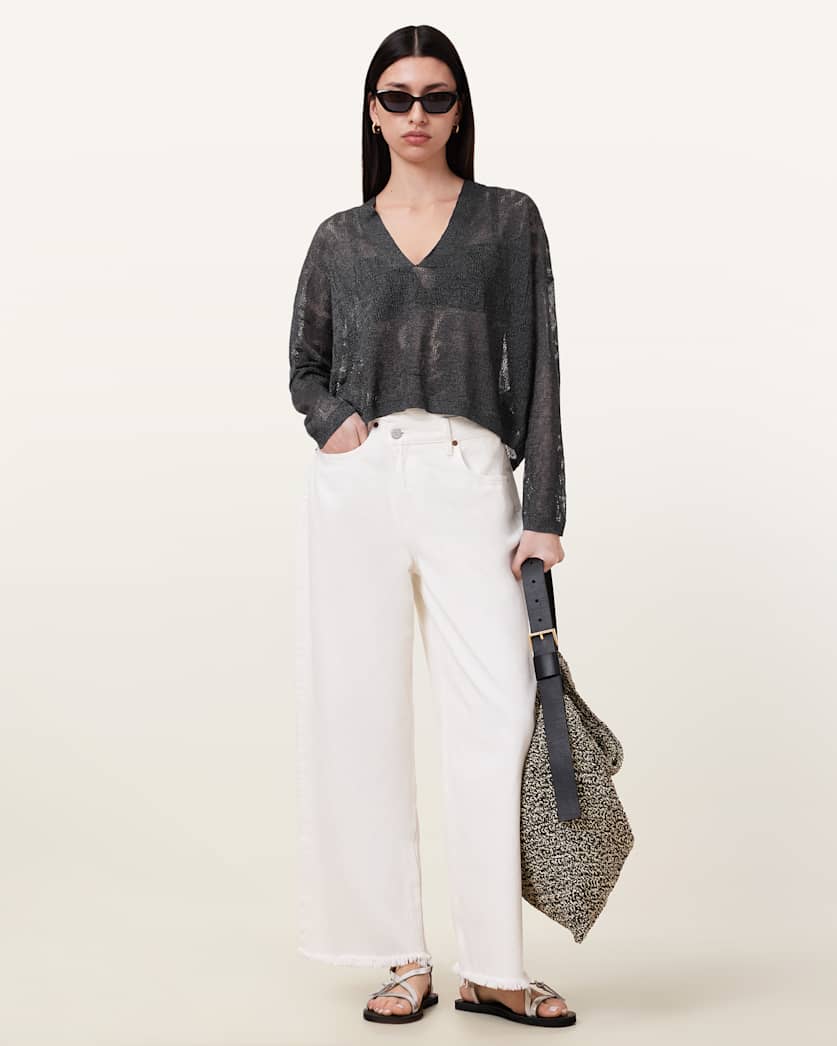 all saints Kaito V-neck Sweater Carbon Grey