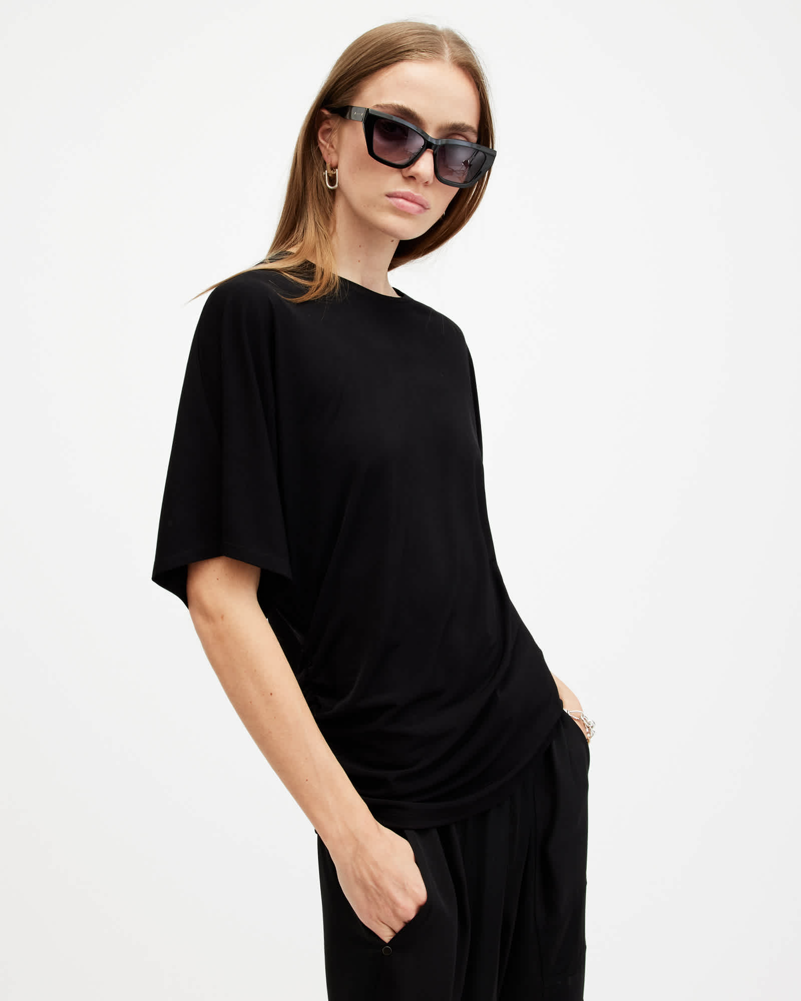 All Saints Kali Batwing Relaxed Fit T-Shirt Black