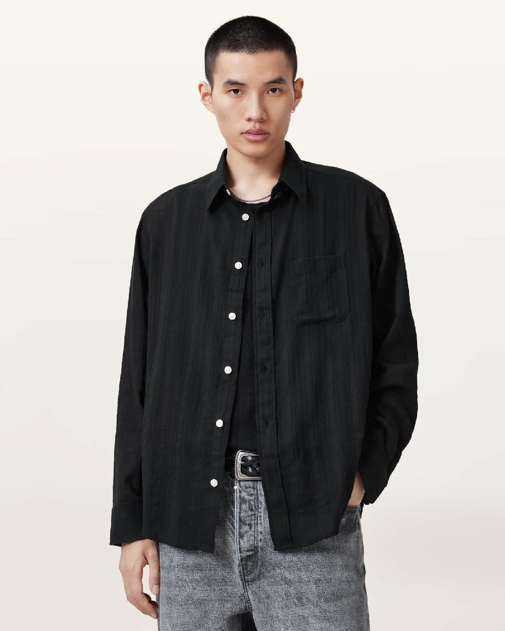 All Saints Karmi Long Sleeve Shirt Black