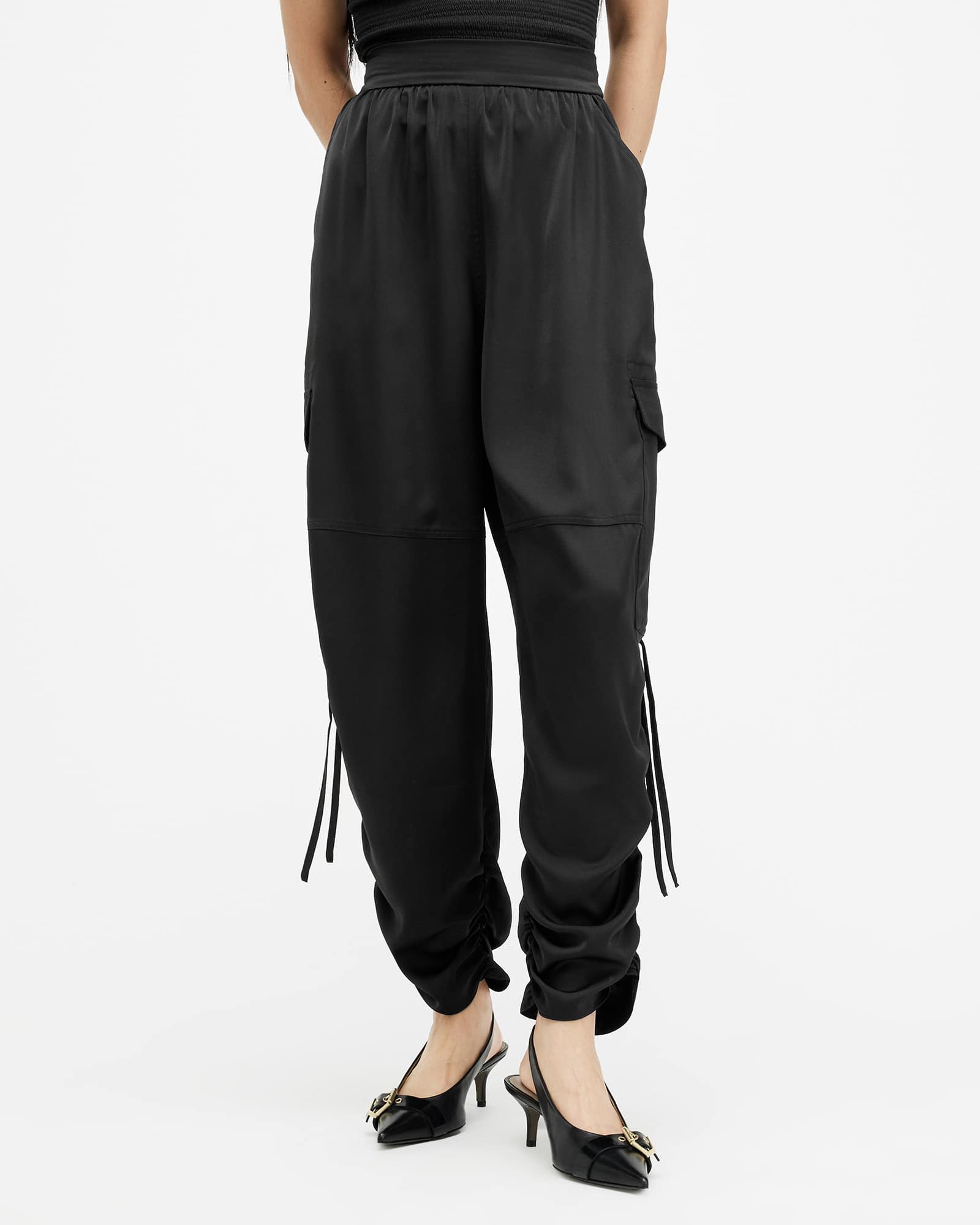 All Saints Kaye Oversized Drawcord Pants Black