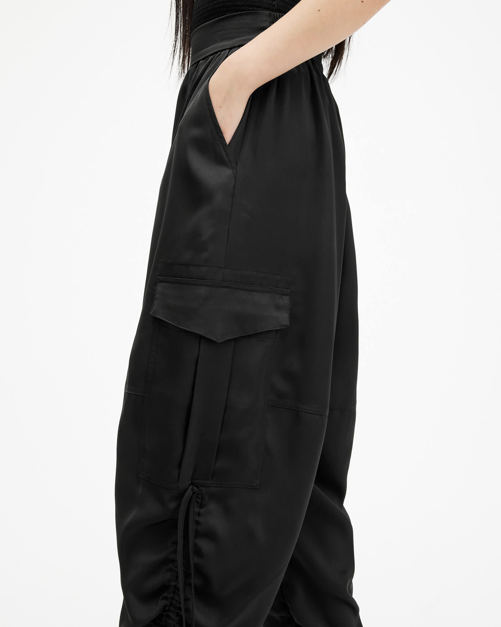 All Saints Kaye Oversized Drawcord Pants Black
