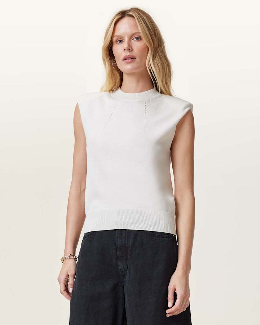 all saints Kayla Wool Tank Top Chalk White
