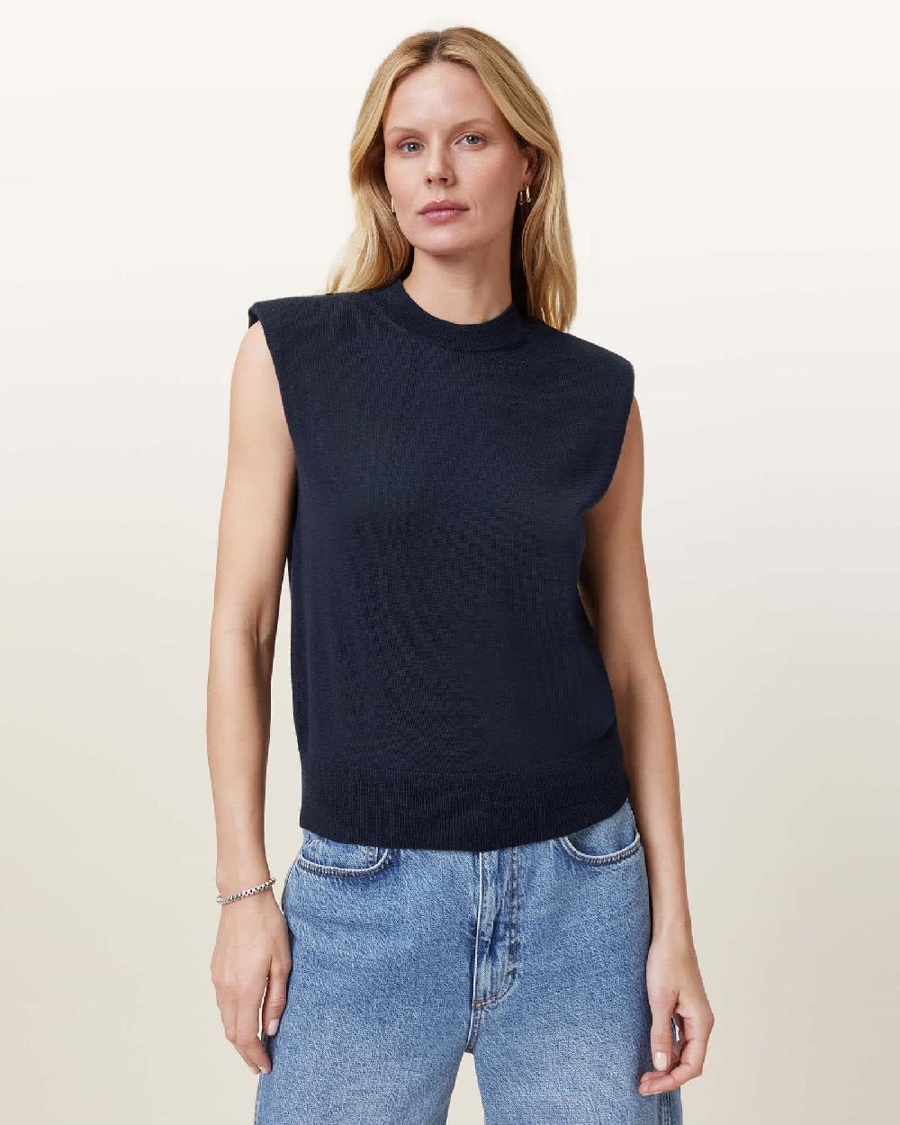 All Saints Kayla Wool Tank Top Ink Blue