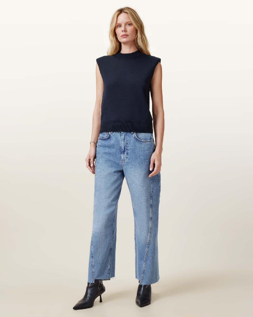 All Saints Kayla Wool Tank Top Ink Blue