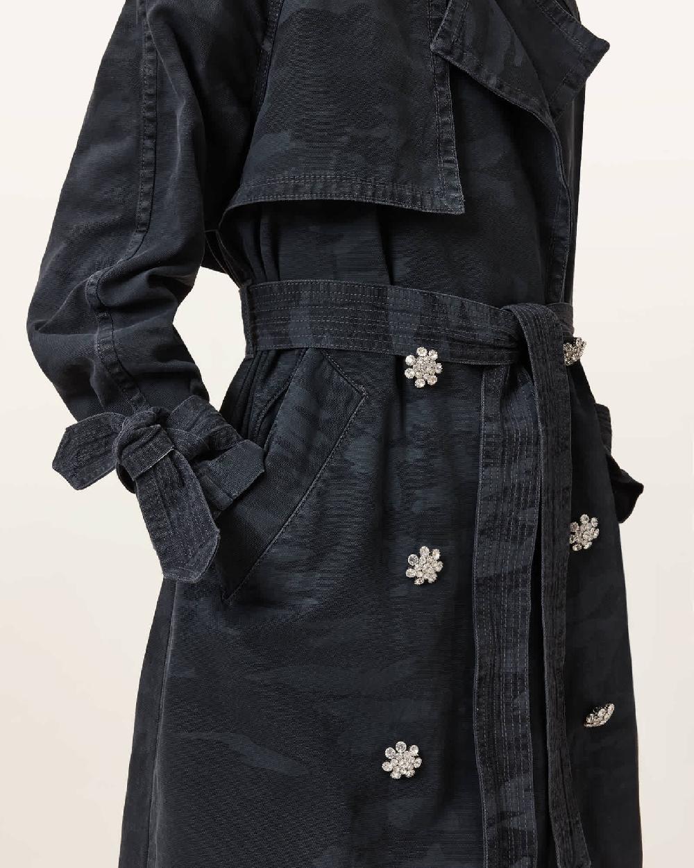 All Saints Kiki Oversized Trench Coat Ink Blue