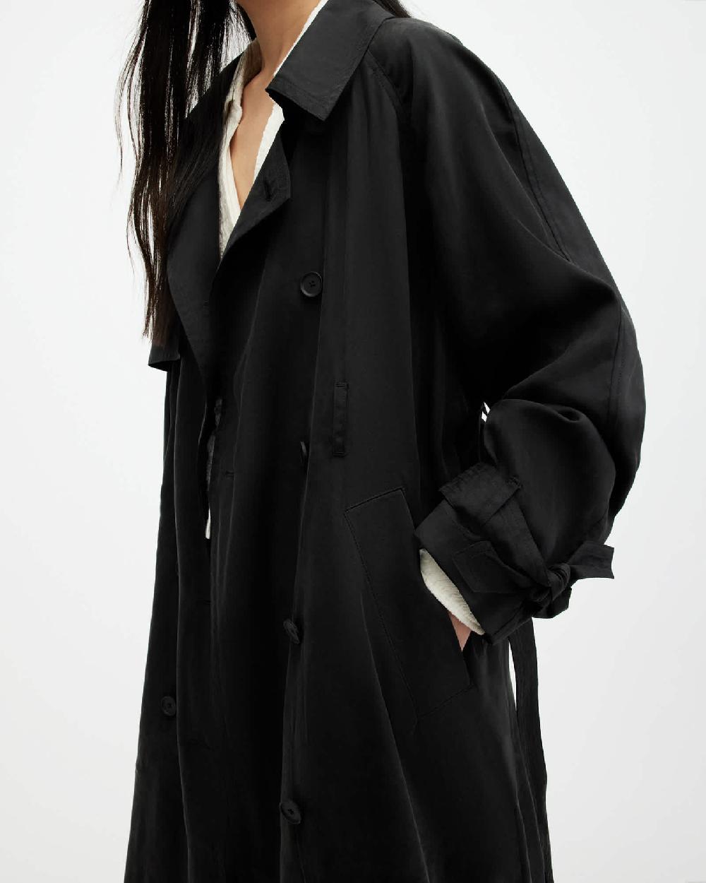 All Saints Kikki Oversized Trench Coat Black