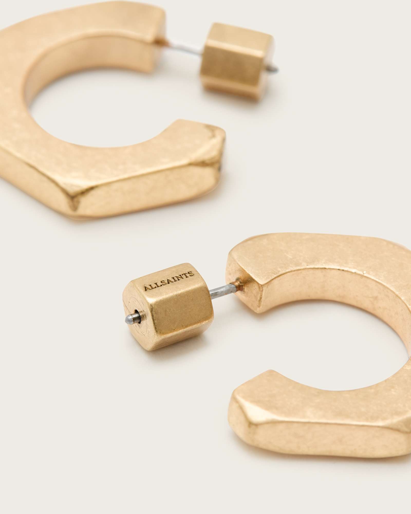 All Saints Kira Hex Hoop Earrings Warm Brass