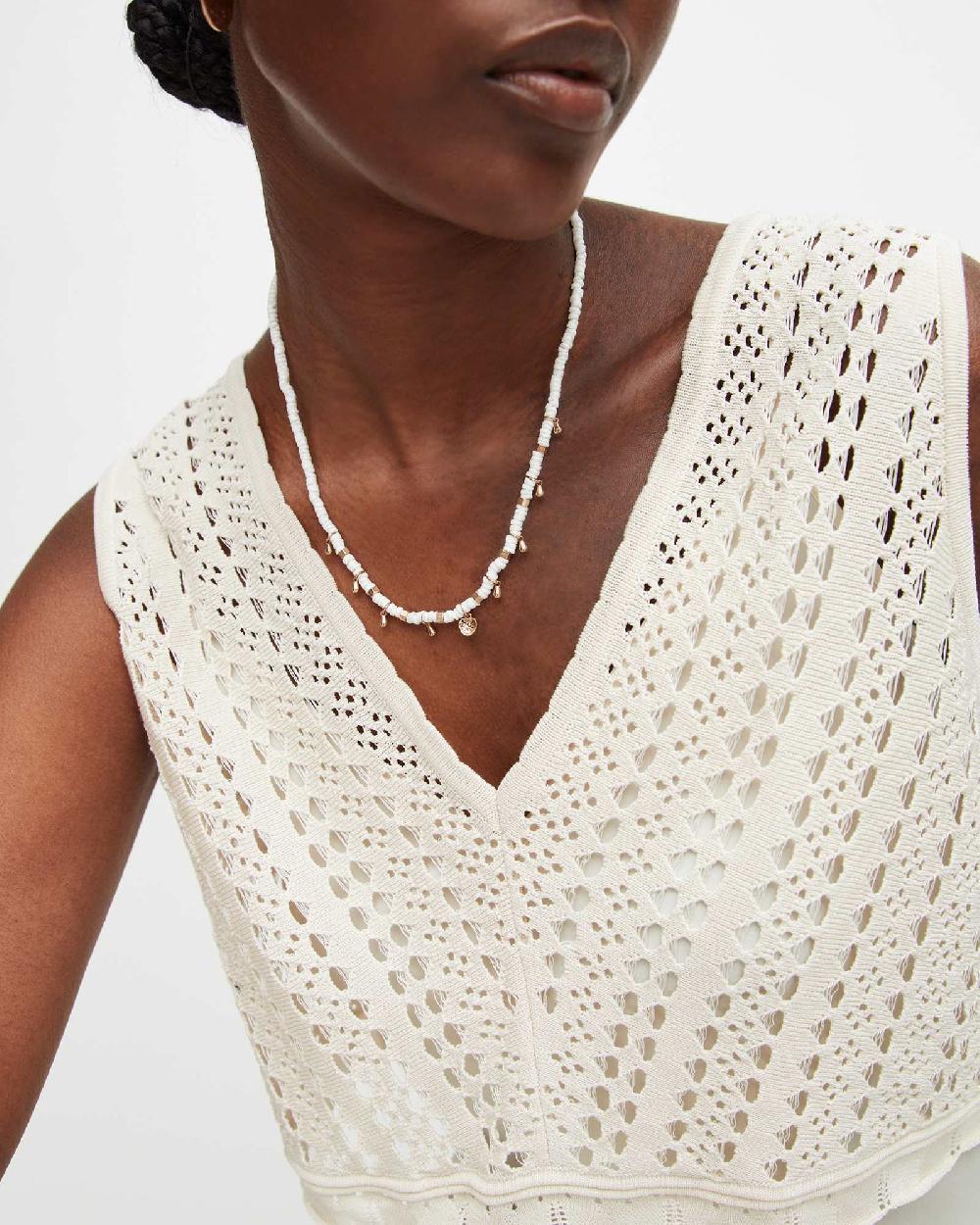 All Saints Kyla Bead Necklace WHITE/WARM BRASS