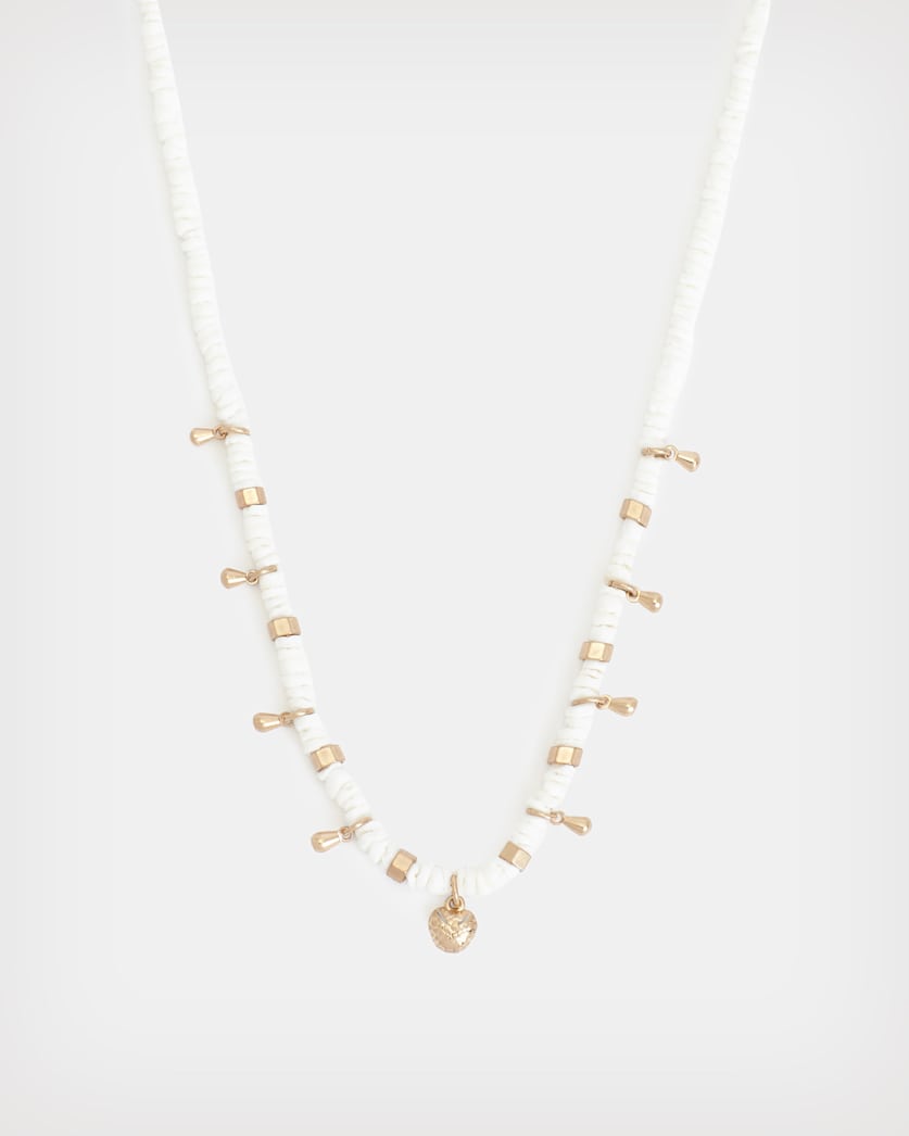 all saints Kyla Bead Necklace WHITE/WARM BRASS