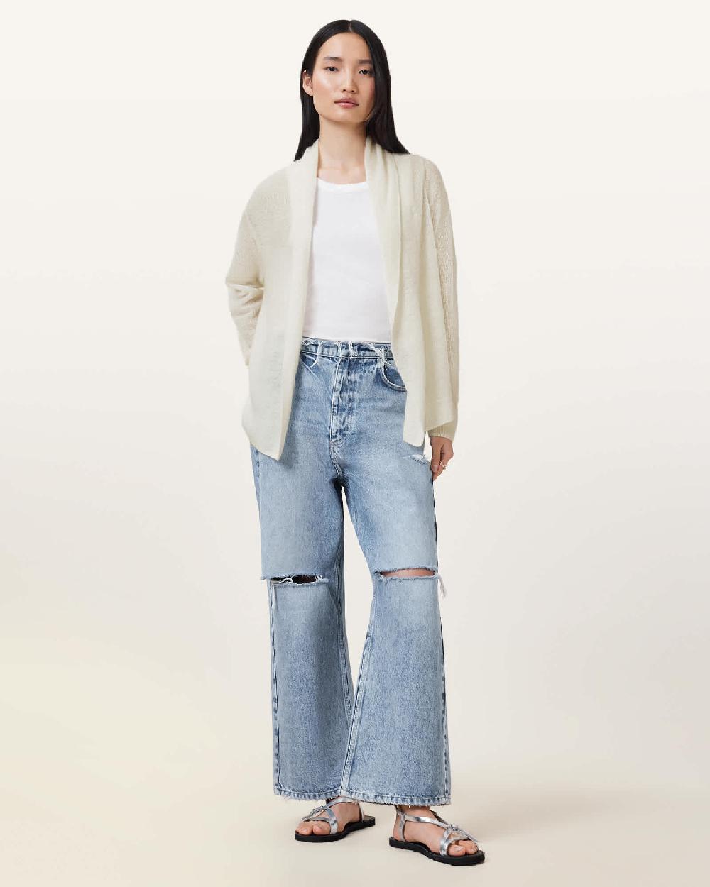 All Saints Laina Knitted Cardigan Chalk White