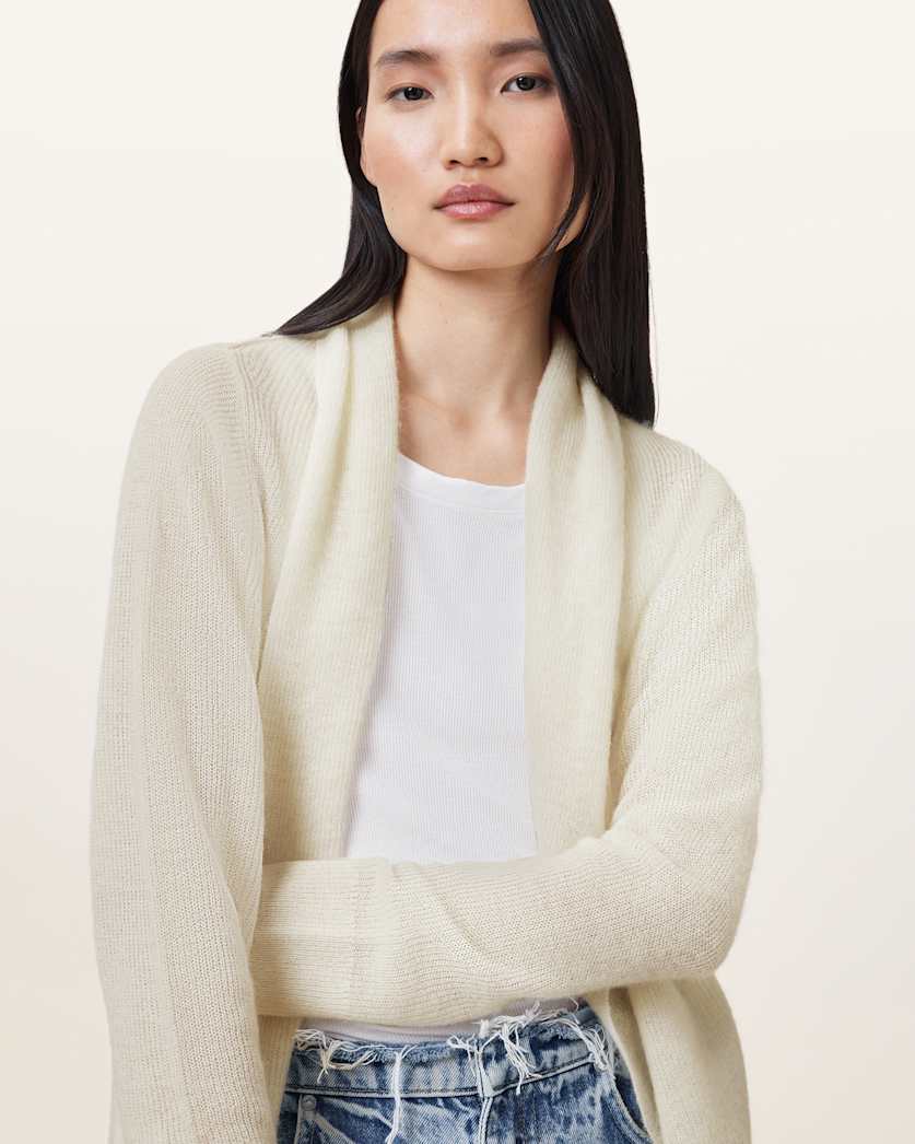 all saints Laina Knitted Cardigan Chalk White