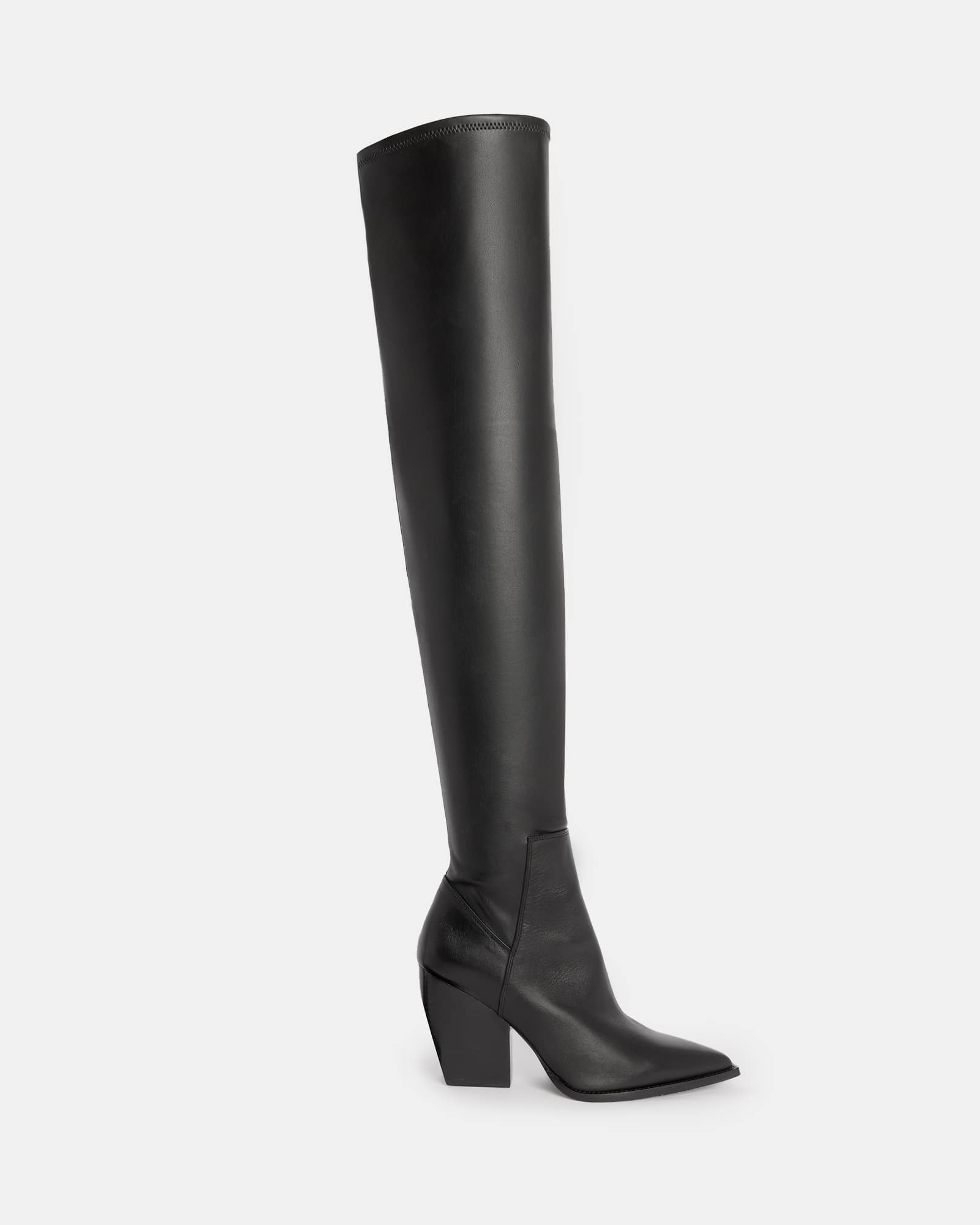 All Saints Lara Stretchy Over The Knee Boots Black