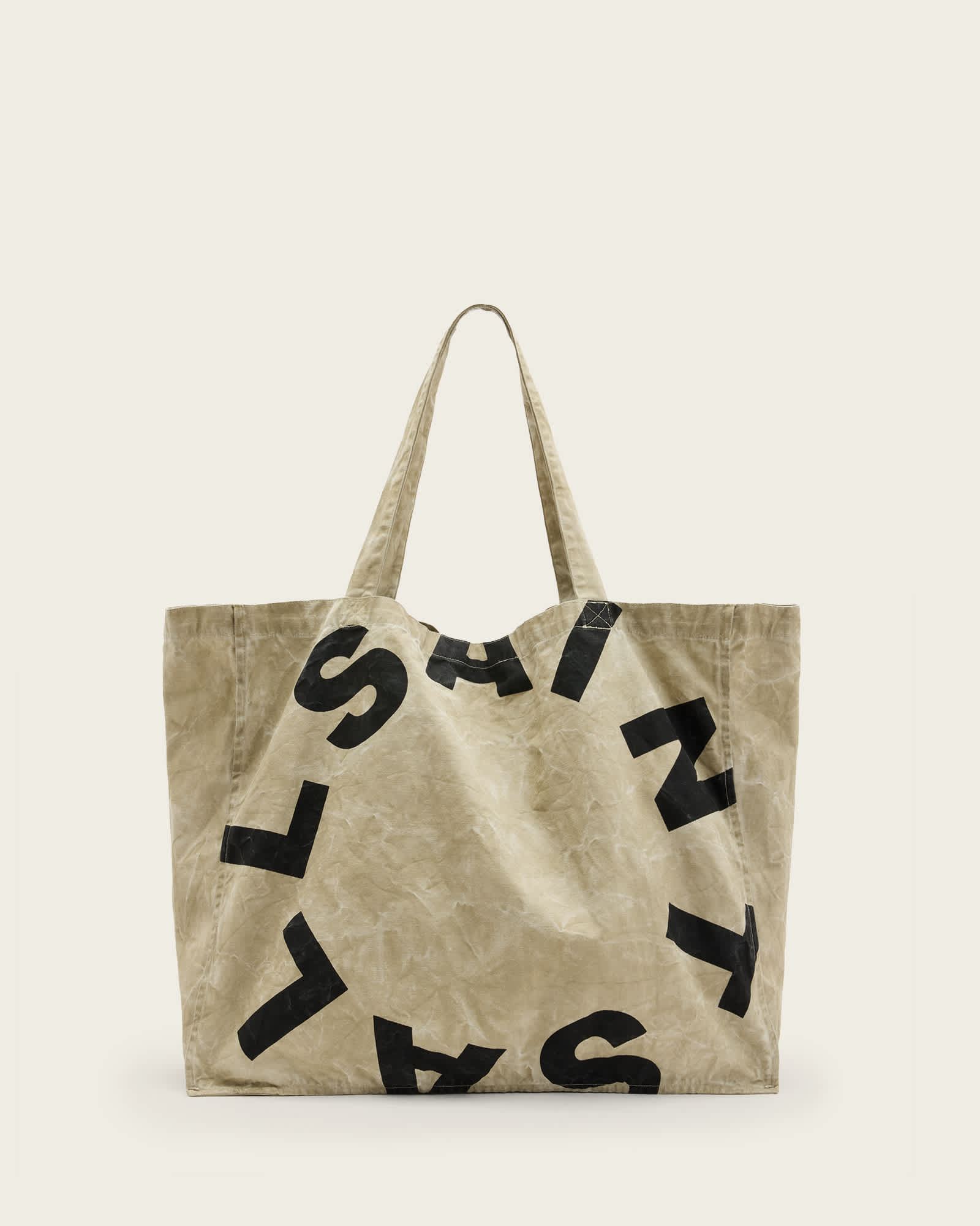 All Saints Large Tierra Tote Bag TAUPE/JET BLK