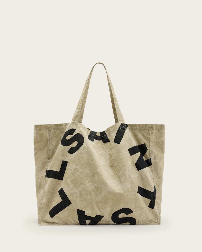 all saints Large Tierra Tote Bag TAUPE/JET BLK