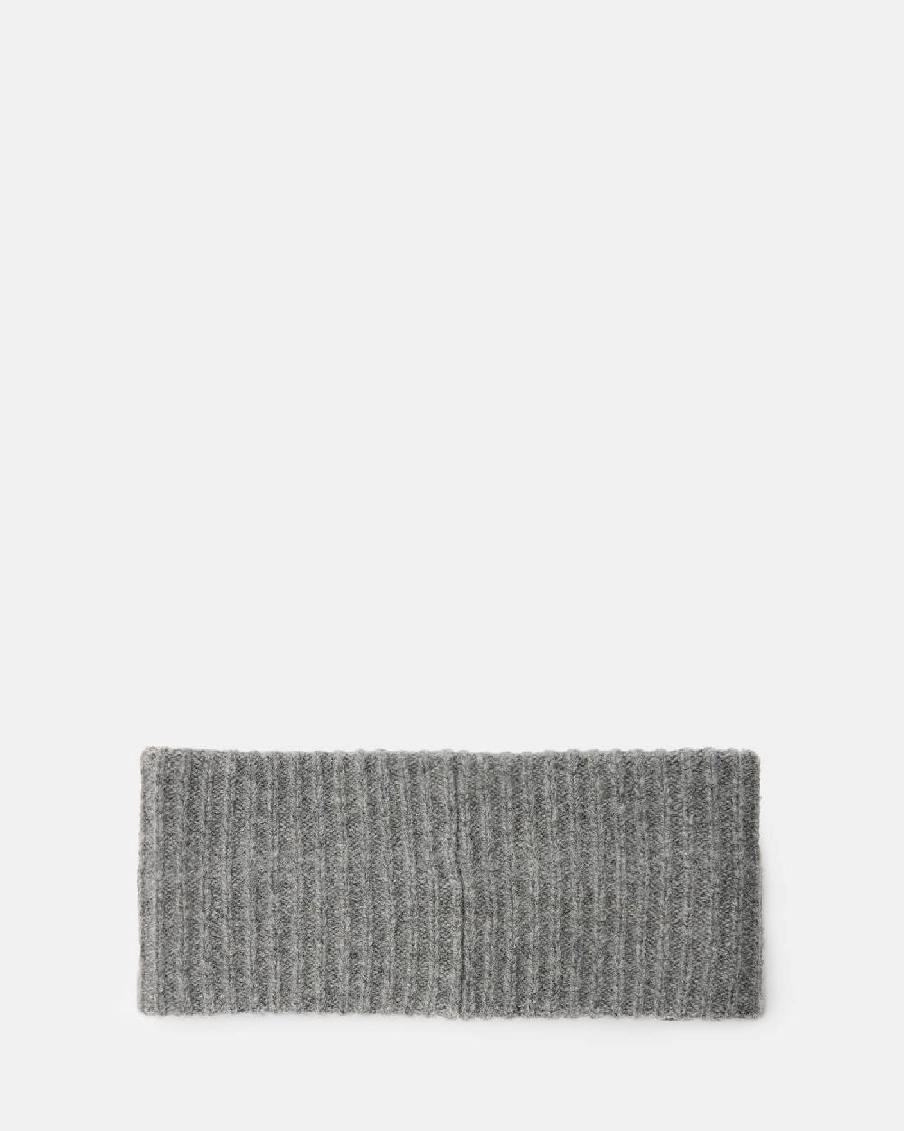 All Saints Laurie Ribbed Wool Headband Grey Marl