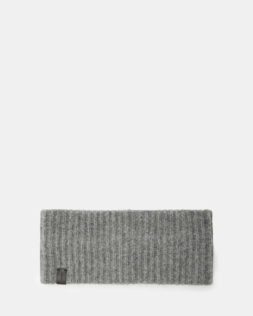all saints Laurie Ribbed Wool Headband Grey Marl