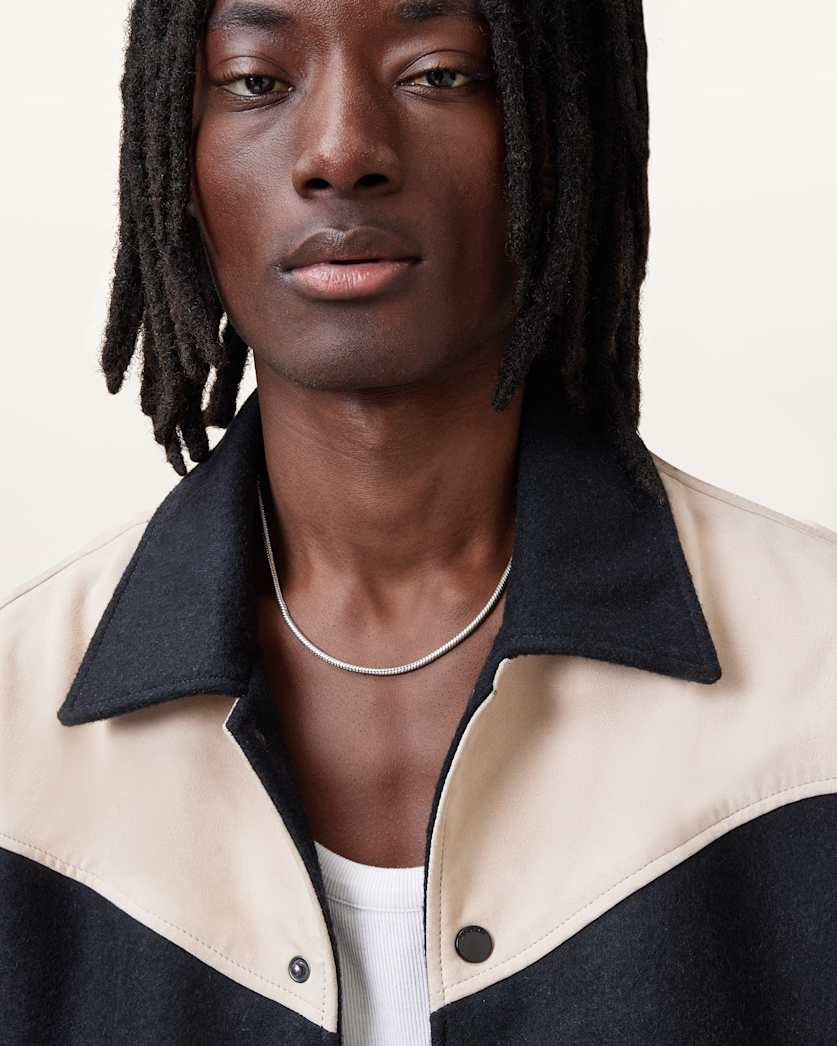 all saints Lazlo Snake Chain Necklace Warm Silver