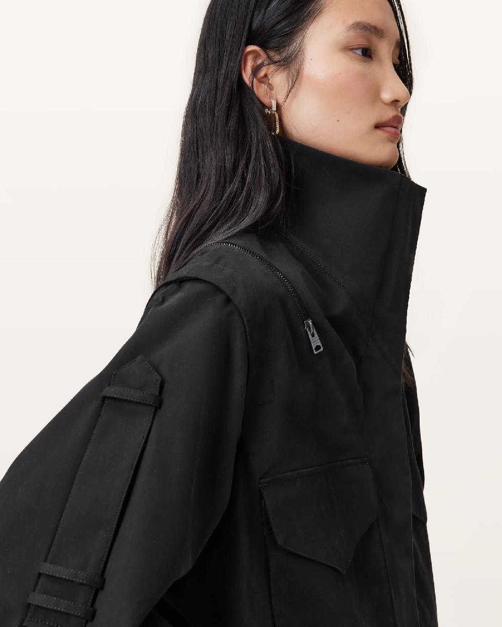 All Saints Leighton Cotton Utility Jacket Black
