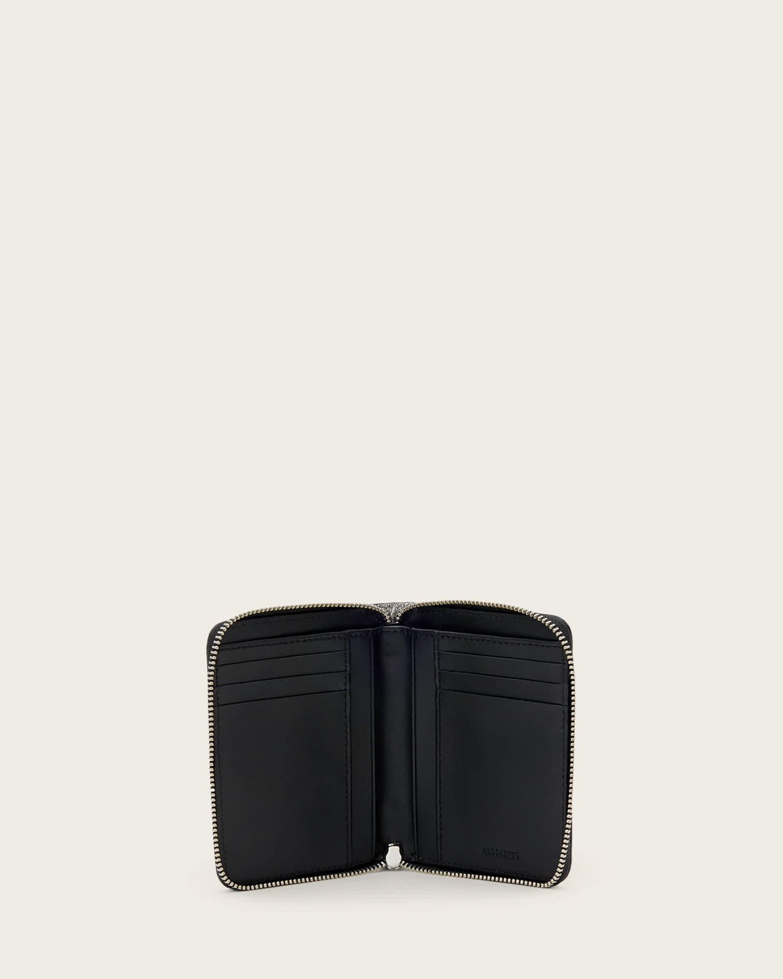 All Saints Lena Leather Zip Wallet Silver