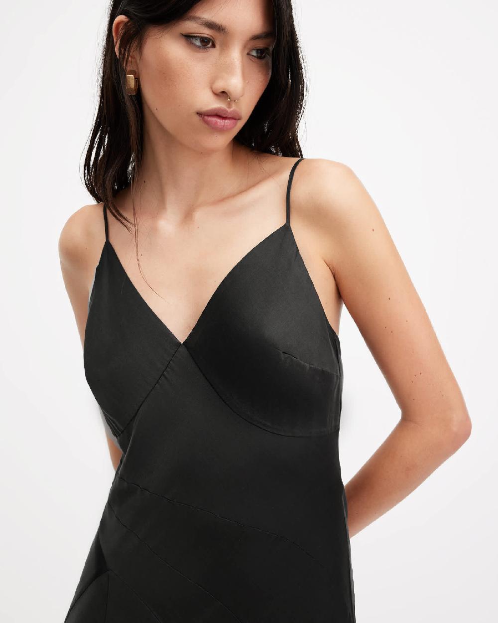 All Saints Lili Panelled Maxi Dress Black