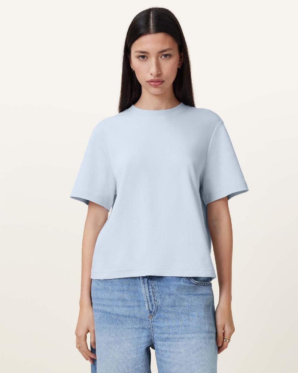 All Saints Lisa Boxy Crew Neck T-Shirt Barely Blue
