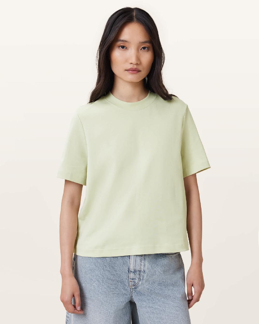 All Saints Lisa Boxy Crew Neck T-Shirt JADE GREEN