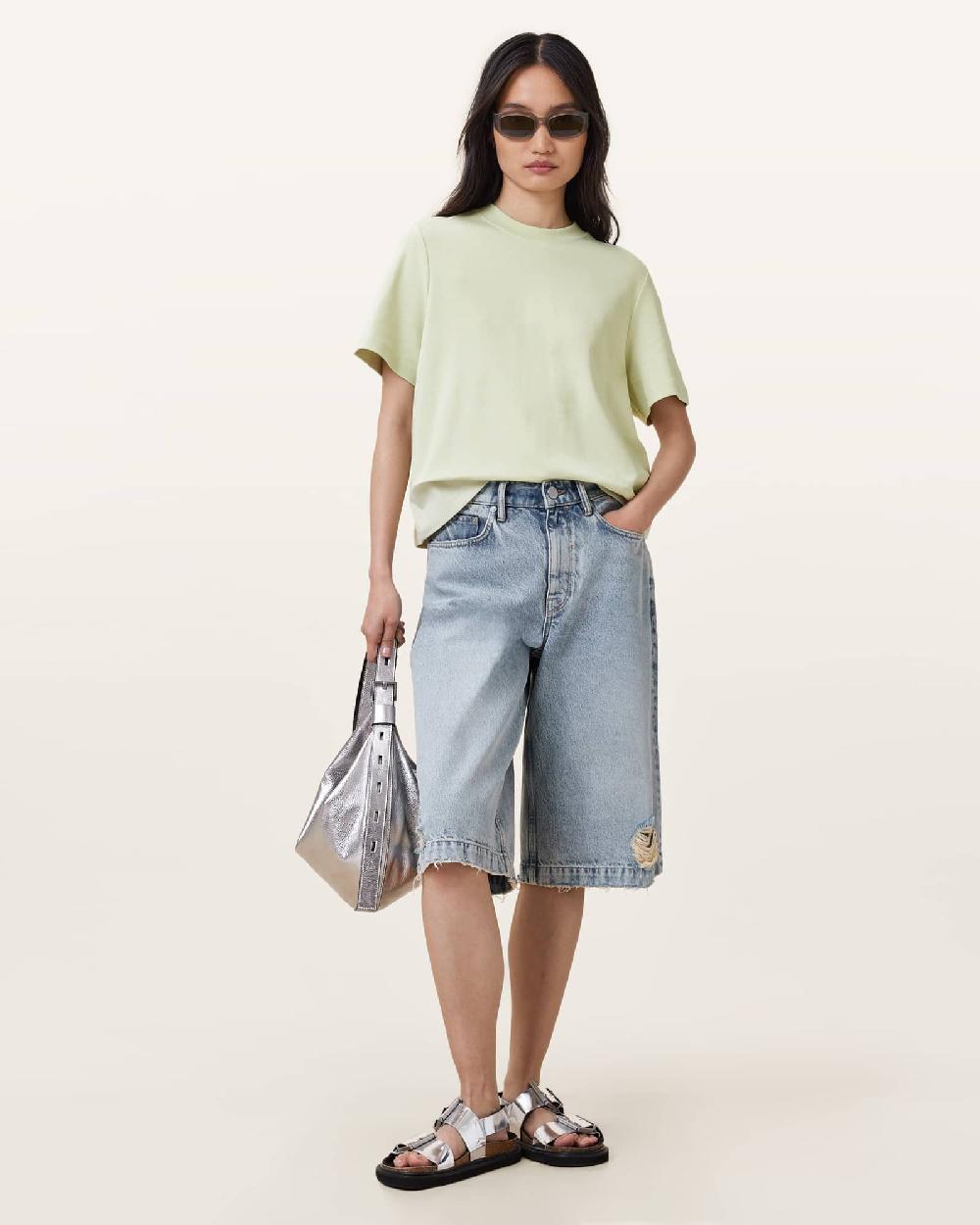 All Saints Lisa Boxy Crew Neck T-Shirt JADE GREEN