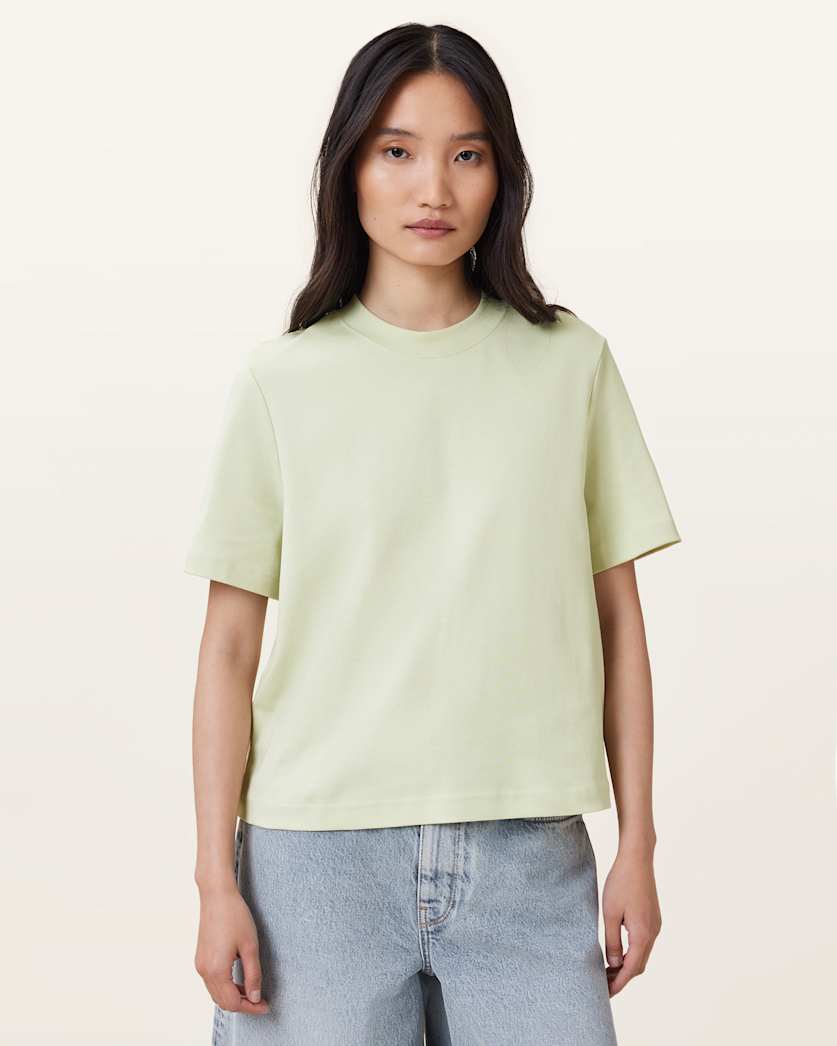 all saints Lisa Boxy Crew Neck T-Shirt JADE GREEN