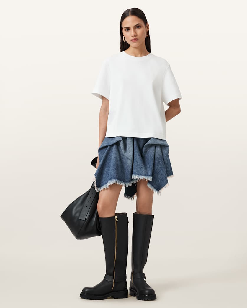 all saints Lisa Boxy Crew Neck T-Shirt White