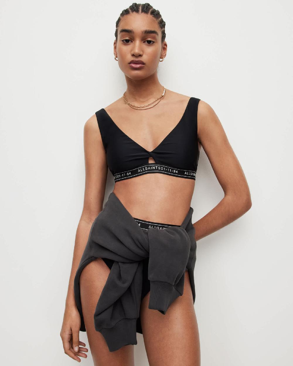 All Saints Liza Bikini Top Black